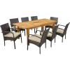 Christopher Knight Home Elmar Outdoor 9 Piece Acacia Wood and Wicker Expandable Dining Set, 22.1 “W x 23.5 “D x 32.75 “H, Sandblasted Natural Brown + Multibrown + Cream