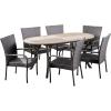 Christopher Knight Home Ford Outdoor 7 Piece Wood and Wicker Dining Set, Finish and Gray
