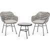 Christopher Knight Home Gloria Outdoor 3 Piece Wicker Chat Set, White, Beige, and Black