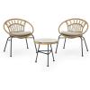 Christopher Knight Home Grace Outdoor 3 Piece Wicker Chat Set, Light Brown, Beige, and Black