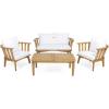 Christopher Knight Home Helena Outdoor Wooden Chat Set with Rectangular Coffee Table, White and Teak Finish