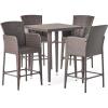 Christopher Knight Home Landis Outdoor 5 Piece Multi-Brown Wicker Bar Set