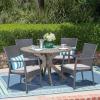 Christopher Knight Home Layna Outdoor 5 Piece Wood and Wicker Dining Set, Gray Finish/Gray
