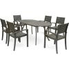 Christopher Knight Home Powell Outdoor 6-Seater Oval Acacia Wood Dining Set, Gray Finish