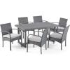 Christopher Knight Home Sophia Outdoor 7 Piece Wicker Dining Set, Grey Cushions