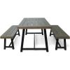 Christopher Knight Home Weir Outdoor Acacia Wood Picnic Set, Gray Finish and Black