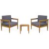 Eudora Outdoor Acacia Wood 2 Seater Chat Set, Teak and Dark Gray
