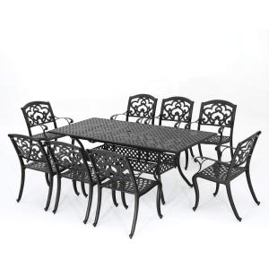 Christopher Knight Home Abigal Outdoor Cast Aluminum Dining Set, 9-Pcs Set, Shiny Copper Finish