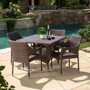 Christopher Knight Home Arden Outdoor Wicker Dining Set, 5-Pcs Set, Multibrown