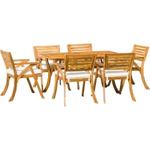 Christopher Knight Home Hermosa Acacia Dining Set, 7-Pcs Set, Teak Finish(Acacia Dining Set)