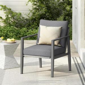 Christopher Knight Home Nadine Outdoor Rope Accent Chair, Aluminum Woven Rope Back Club Chair, Open-Weave Armchair, Sleek Patio Lounge Chair with Cushions for Gardern Yard Balcony Poolside, Gray(Grey)