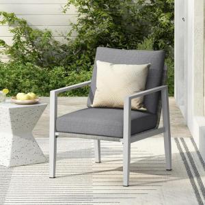 Christopher Knight Home Nadine Outdoor Rope Accent Chair, Aluminum Woven Rope Back Club Chair, Open-Weave Armchair, Sleek Patio Lounge Chair with Cushions for Gardern Yard Balcony Poolside, Gray(Silver)