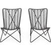 Christopher Knight Home Galtin Outdoor Accent Chairs – Wicker – Gray/Black (Set of 2)