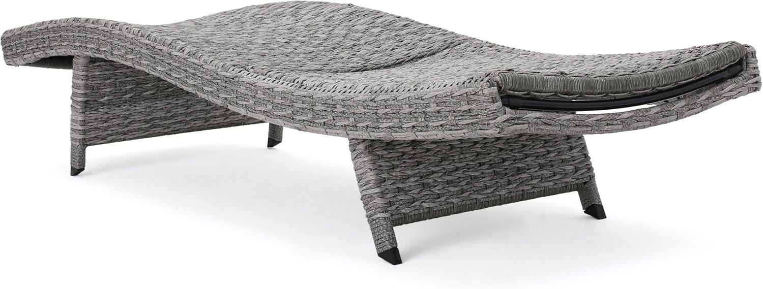 image:imageChristopher Knight Home Crete Outdoor Wicker Chaise Lounges 2Pcs Set Grey