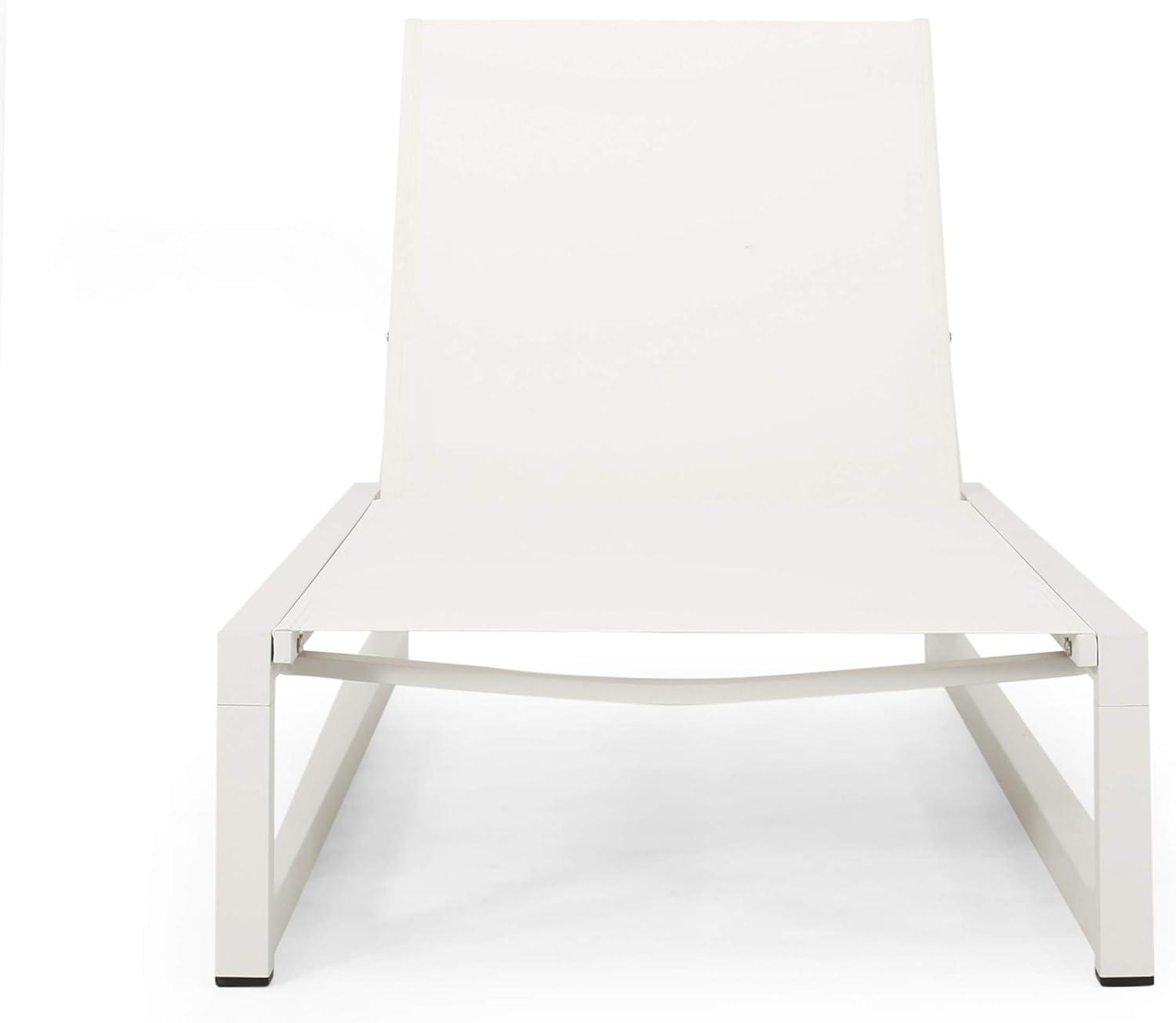 image:imageChristopher Knight Home Jerome Outdoor Aluminum Chaise Lounge with Mesh Seating White