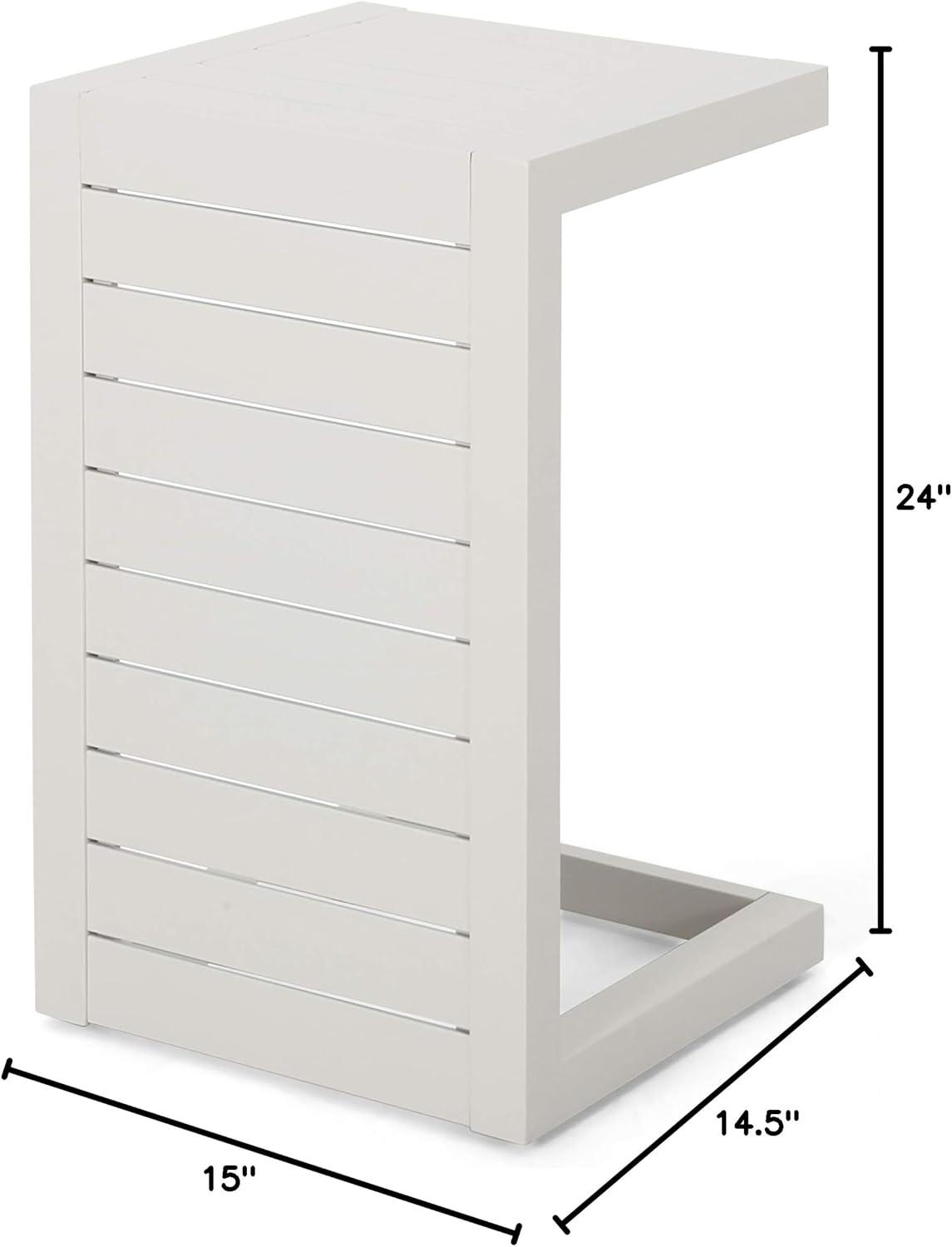 image:imageChristopher Knight Home Jesse Coral Outdoor Modern Aluminum CShaped End Table WhiteWhite