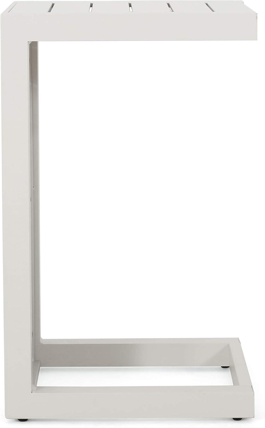image:imageChristopher Knight Home Jesse Coral Outdoor Modern Aluminum CShaped End Table WhiteWhite