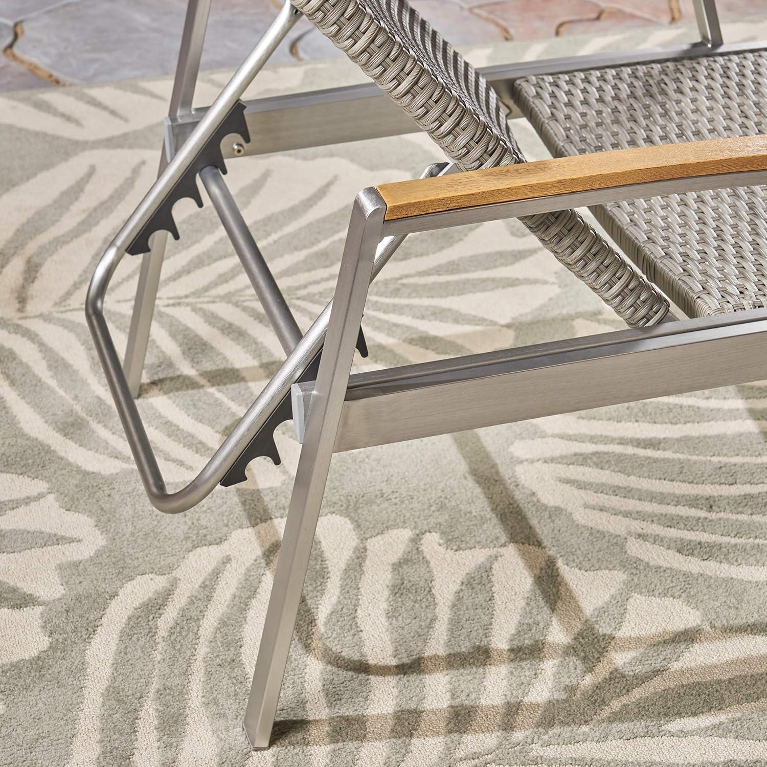 image:imageChristopher Knight Home Joy Outdoor Wicker and Aluminum Chaise Lounges Set of 2 Gray Finish