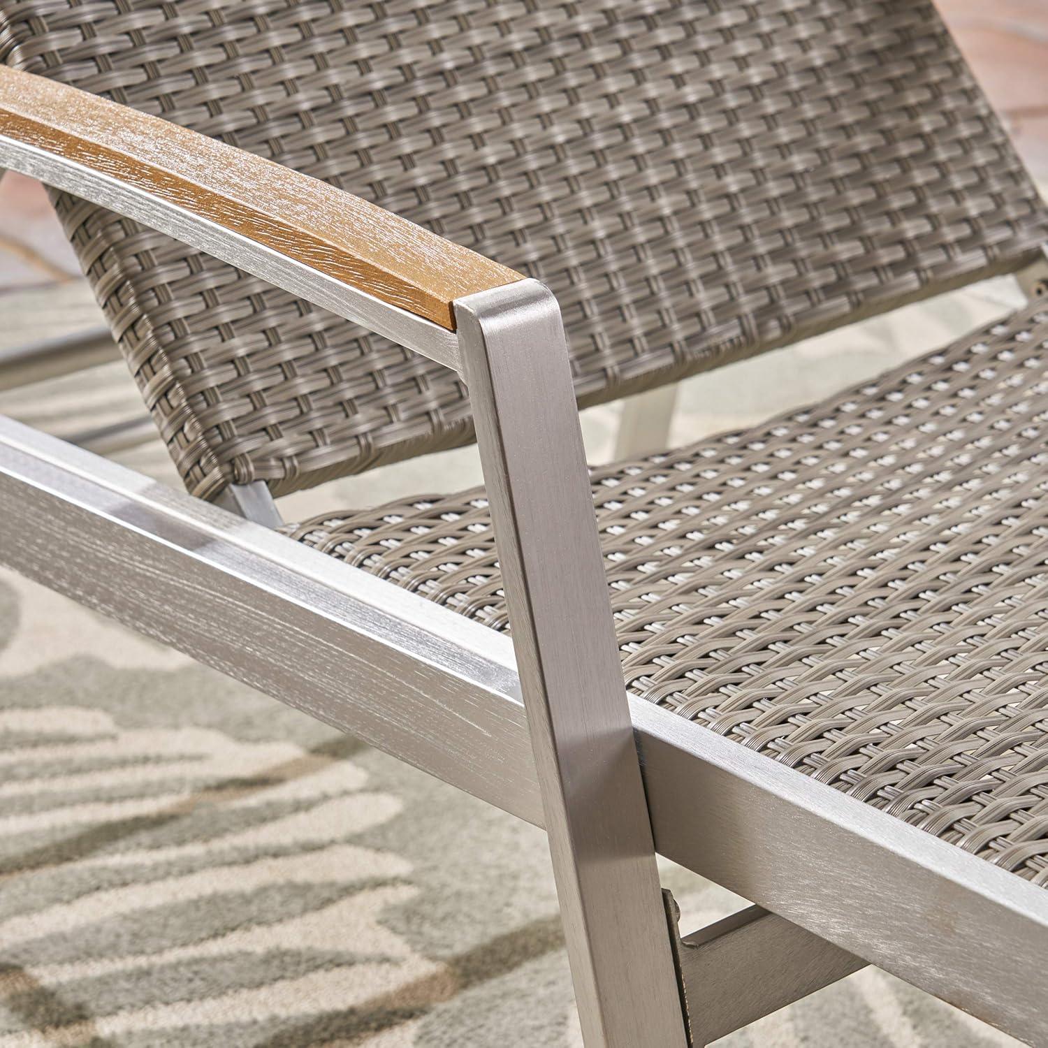 image:imageChristopher Knight Home Joy Outdoor Wicker and Aluminum Chaise Lounges Set of 2 Gray Finish