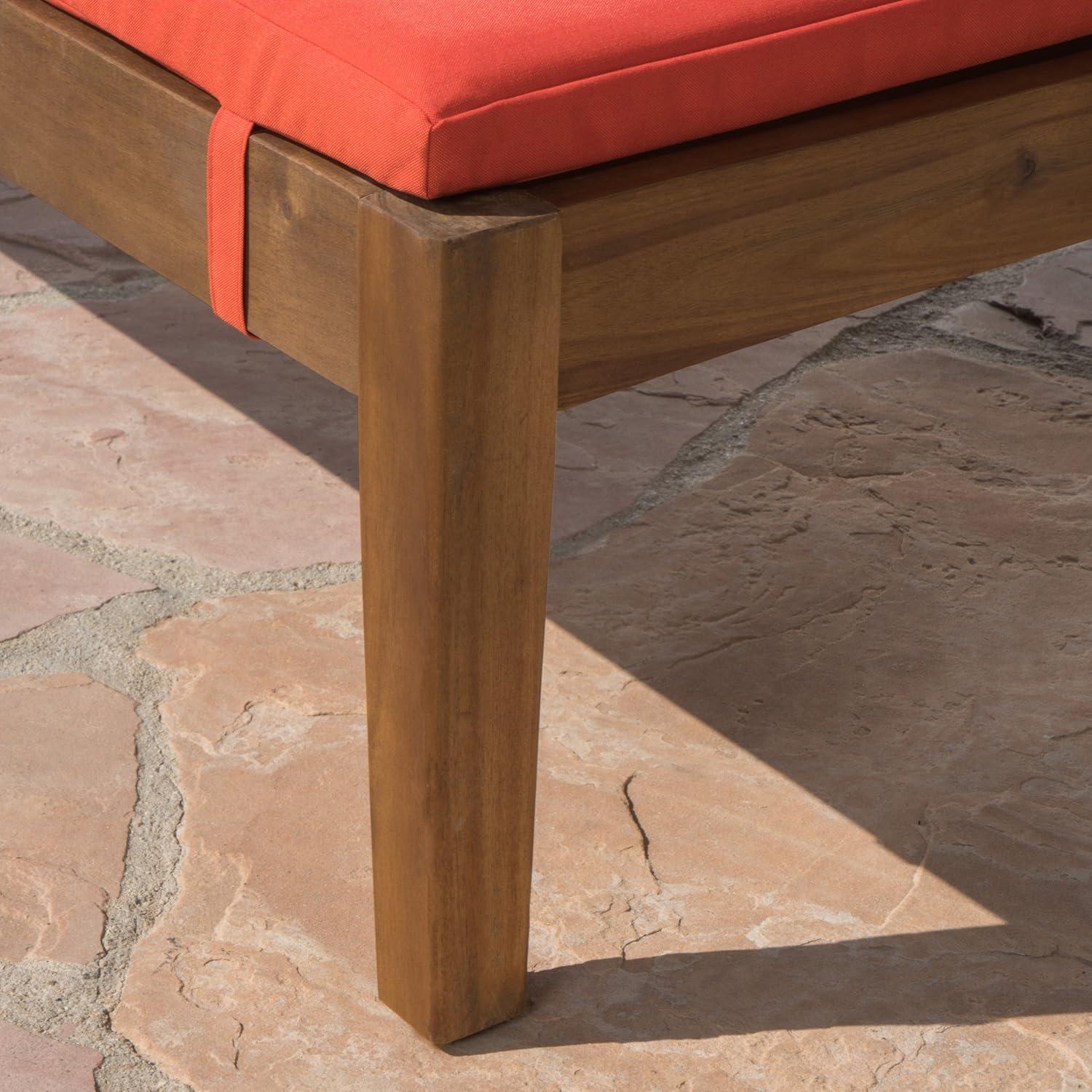 image:imageChristopher Knight Home Perla Outdoor Chaise Lounge with Water Resistant Cushion Teak Finish Orange