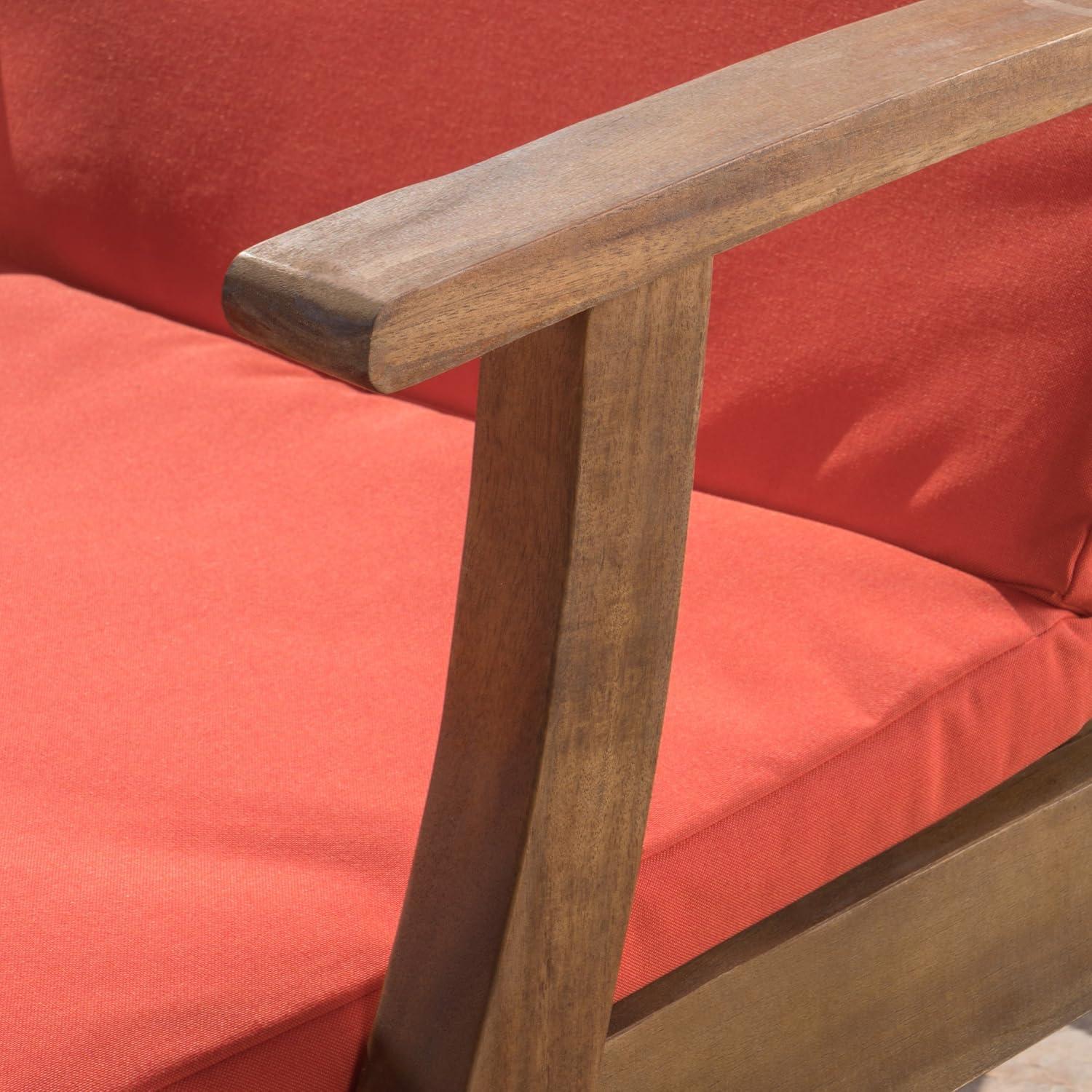 image:imageChristopher Knight Home Perla Outdoor Chaise Lounge with Water Resistant Cushion Teak Finish Orange