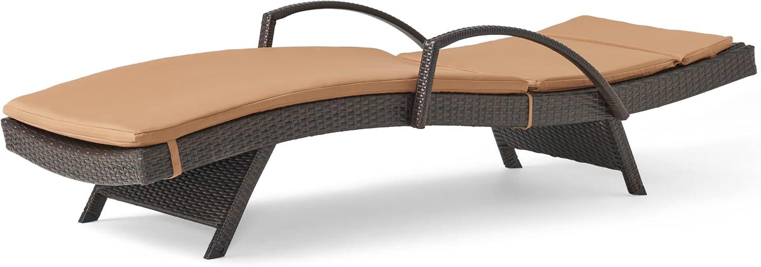 image:imageChristopher Knight Home Salem Outdoor Wicker Adjustable Chaise Lounge with Arms with Cushion Multibrown Caramel