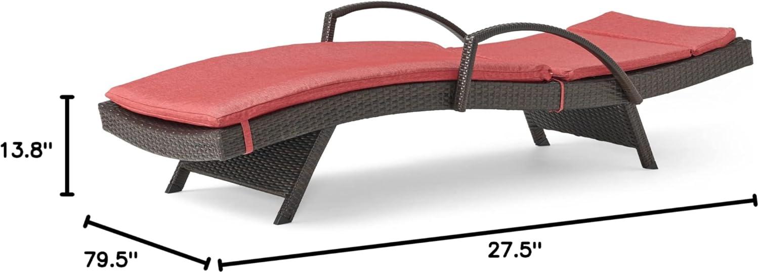 image:imageChristopher Knight Home Salem Outdoor Wicker Adjustable Chaise Lounge with Arms with Cushion Multibrown Red