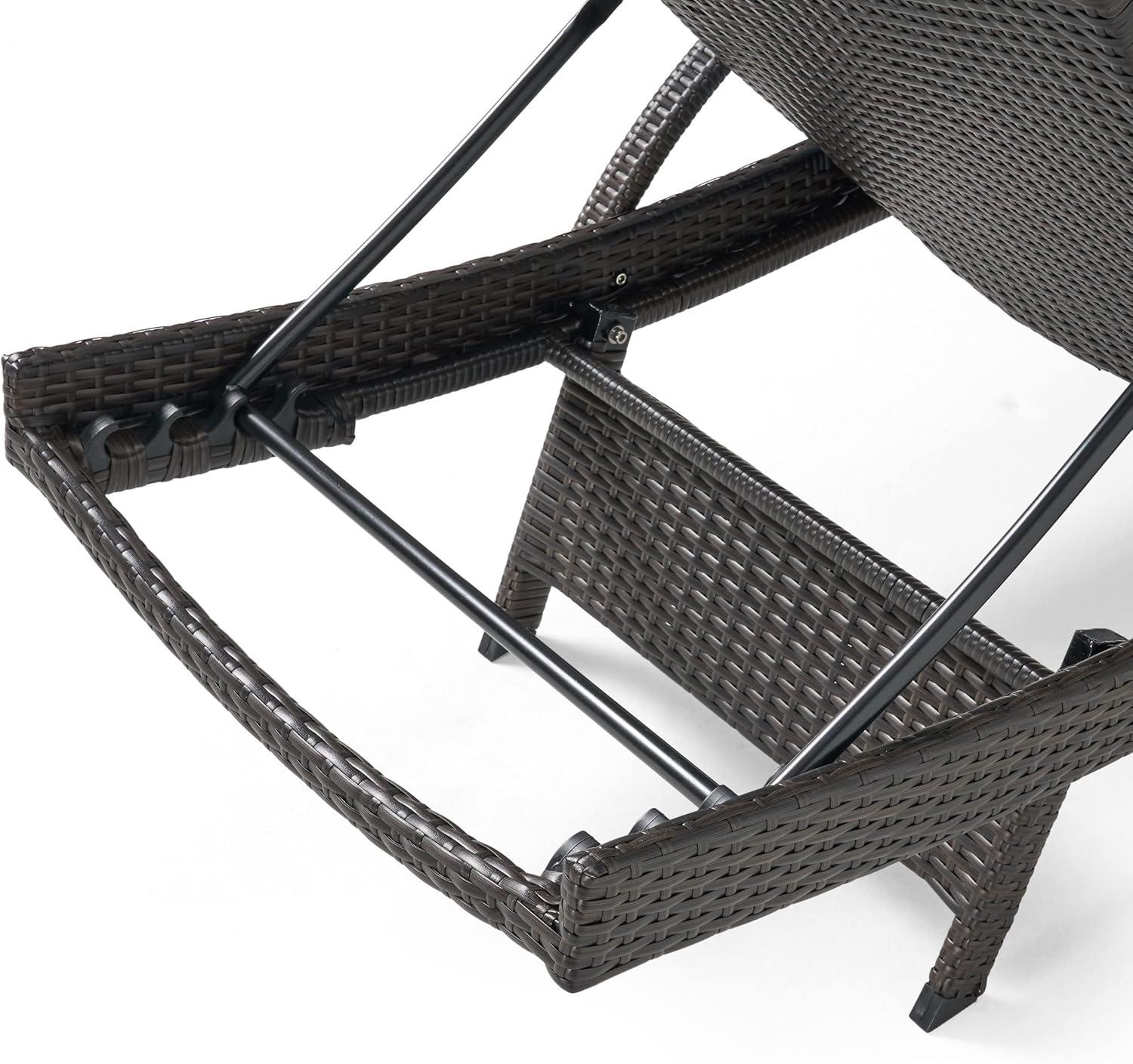 image:imageChristopher Knight Home Salem Outdoor Wicker Adjustable Chaise Lounge with Arms with Cushion Multibrown Red