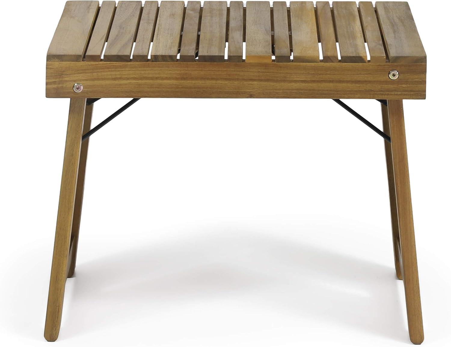 image:imageChristopher Knight Home Warner Outdoor Acacia Wood 3 Piece Chaise Lounge Set Teak Finish CreamRust Orange