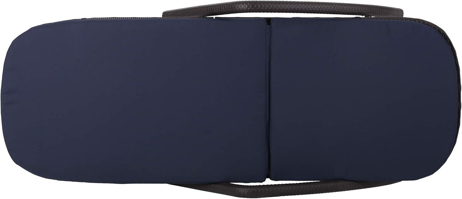 image:imageJoseph Outdoor Faux Wicker Chaise Lounges with Cushion Set of 2 Dark Brown and Navy BlueDark Brown Navy Blue