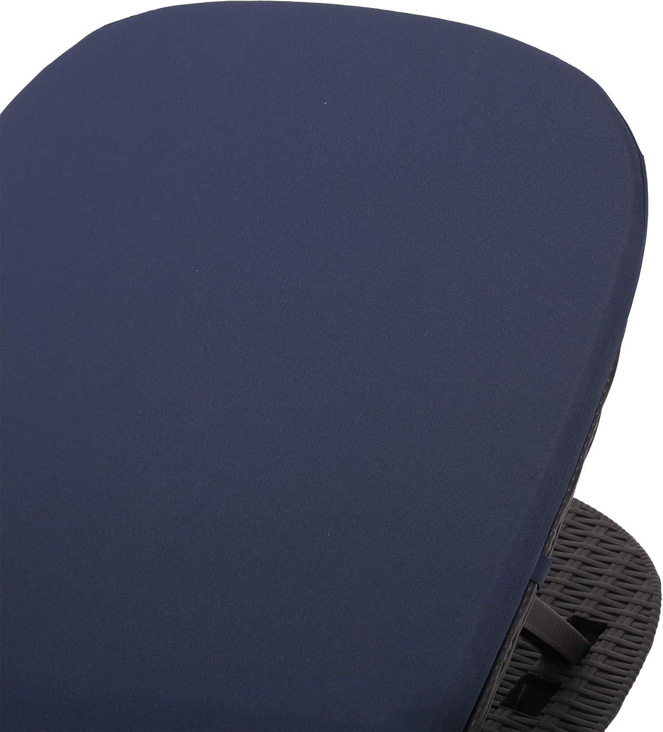 image:imageJoseph Outdoor Faux Wicker Chaise Lounges with Cushion Set of 2 Dark Brown and Navy BlueDark Brown Navy Blue