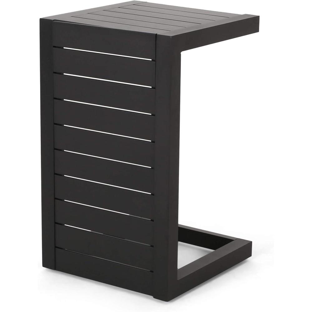 image:imageChristopher Knight Home Jesse Coral Outdoor Modern Aluminum CShaped End Table WhiteMatte Black