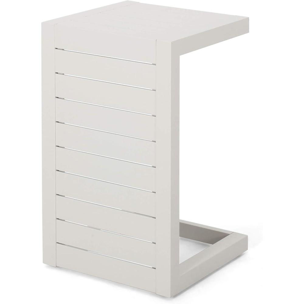 image:imageChristopher Knight Home Jesse Coral Outdoor Modern Aluminum CShaped End Table WhiteWhite
