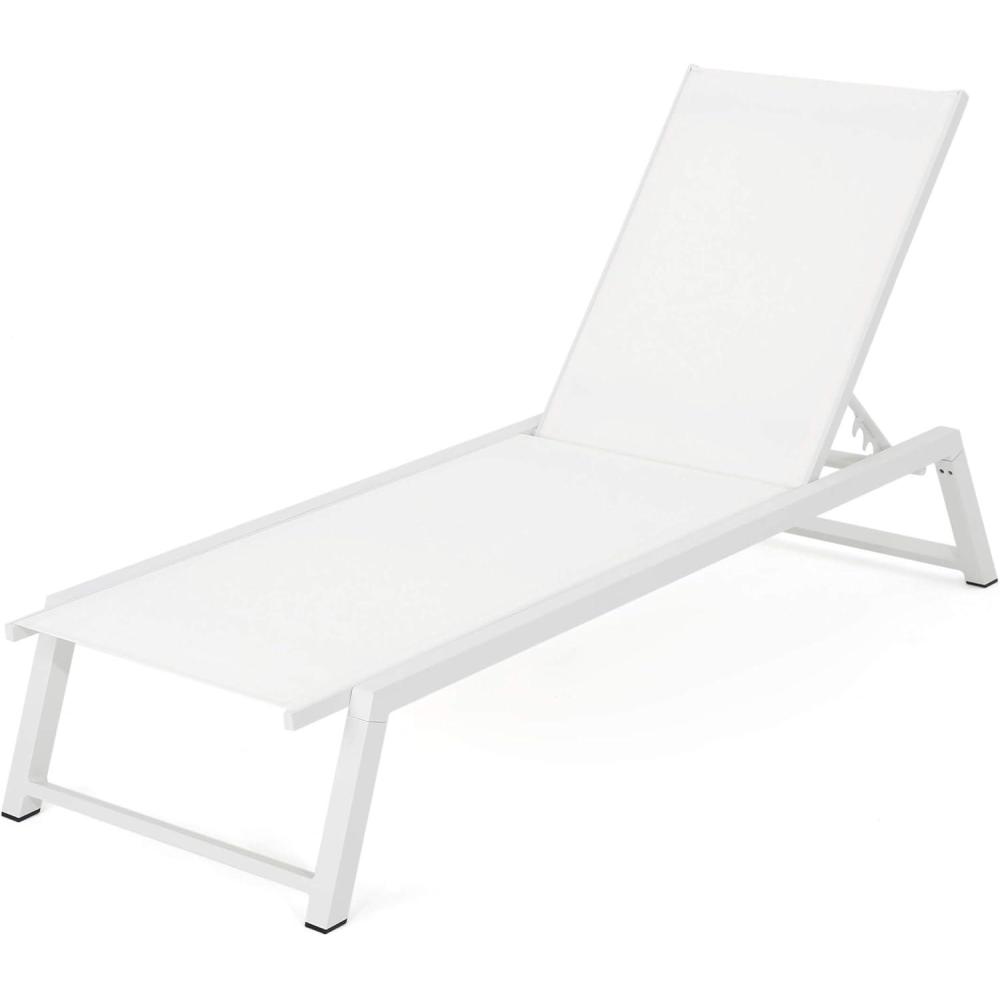 image:imageChristopher Knight Home Myers Outdoor Mesh Chaise Lounge with Aluminum Frame White Mesh  White