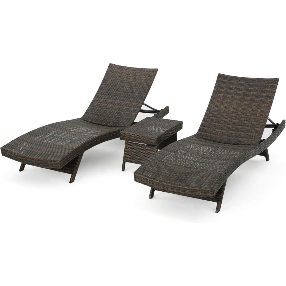 image:imageChristopher Knight Home Thira Outdoor Wicker Lounge Set with Side Table Mix Mocha