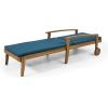 Christopher Knight Home Jason Outdoor Chaise Lounge with Water Resistant Cushion – Acacia Wood – Teak/Orange (Set of 2)(Teak Finish + Yellow + Blue)