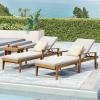 Christopher Knight Home Jason Outdoor Chaise Lounge with Water Resistant Cushion – Acacia Wood – Teak/Orange (Set of 2)(Teak Finish + Yellow + Cream)