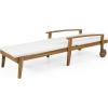Christopher Knight Home Jason Outdoor Chaise Lounge with Water Resistant Cushion – Acacia Wood – Teak/Orange (Set of 2)(Teak Finish + Yellow + Cream)
