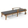 Christopher Knight Home Jason Outdoor Chaise Lounge with Water Resistant Cushion – Acacia Wood – Teak/Orange (Set of 2)(Teak Finish + Yellow + Dark Gray)