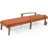 Christopher Knight Home Jason Outdoor Chaise Lounge with Water Resistant Cushion – Acacia Wood – Teak/Orange (Set of 2)(Teak Finish + Yellow + Orange)