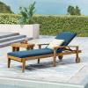 Christopher Knight Home Jason Outdoor Chaise Lounge with Water Resistant Cushion – Acacia Wood – Teak/Orange(Teak Finish + Yellow + Blue)