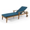 Christopher Knight Home Jason Outdoor Chaise Lounge with Water Resistant Cushion – Acacia Wood – Teak/Orange(Teak Finish + Yellow + Blue)