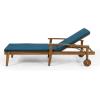 Christopher Knight Home Jason Outdoor Chaise Lounge with Water Resistant Cushion – Acacia Wood – Teak/Orange(Teak Finish + Yellow + Blue)