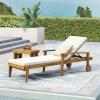 Christopher Knight Home Jason Outdoor Chaise Lounge with Water Resistant Cushion – Acacia Wood – Teak/Orange(Teak Finish + Yellow + Cream)