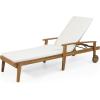 Christopher Knight Home Jason Outdoor Chaise Lounge with Water Resistant Cushion – Acacia Wood – Teak/Orange(Teak Finish + Yellow + Cream)