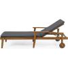 Christopher Knight Home Jason Outdoor Chaise Lounge with Water Resistant Cushion – Acacia Wood – Teak/Orange(Teak Finish + Yellow + Dark Gray)