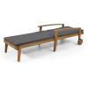 Christopher Knight Home Jason Outdoor Chaise Lounge with Water Resistant Cushion – Acacia Wood – Teak/Orange(Teak Finish + Yellow + Dark Gray)