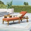 Christopher Knight Home Jason Outdoor Chaise Lounge with Water Resistant Cushion – Acacia Wood – Teak/Orange(Teak Finish + Yellow + Orange)