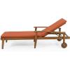 Christopher Knight Home Jason Outdoor Chaise Lounge with Water Resistant Cushion – Acacia Wood – Teak/Orange(Teak Finish + Yellow + Orange)