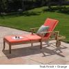 Christopher Knight Home Perla Outdoor Chaise Lounge with Water Resistant Cushion, Teak Finish / Orange